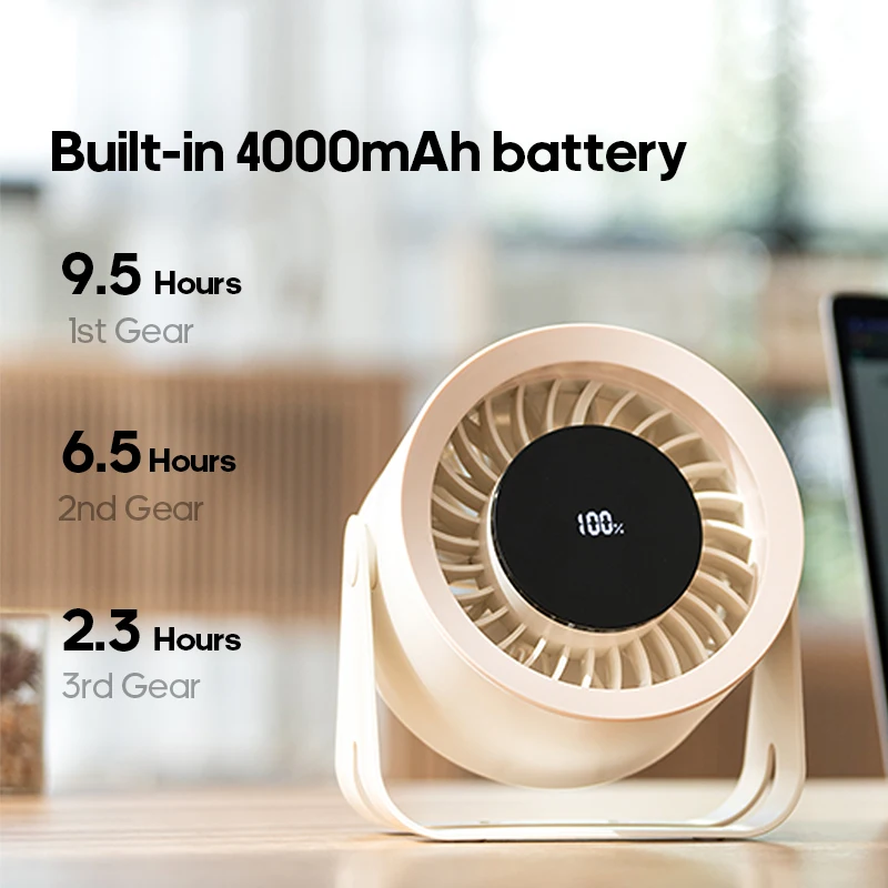 Ventilador de refrigeración inalámbrico para montaje en pared, ventilador de escritorio con Control remoto de 100 velocidades, 4000mAh, recargable con Control remoto para viajes y hogar