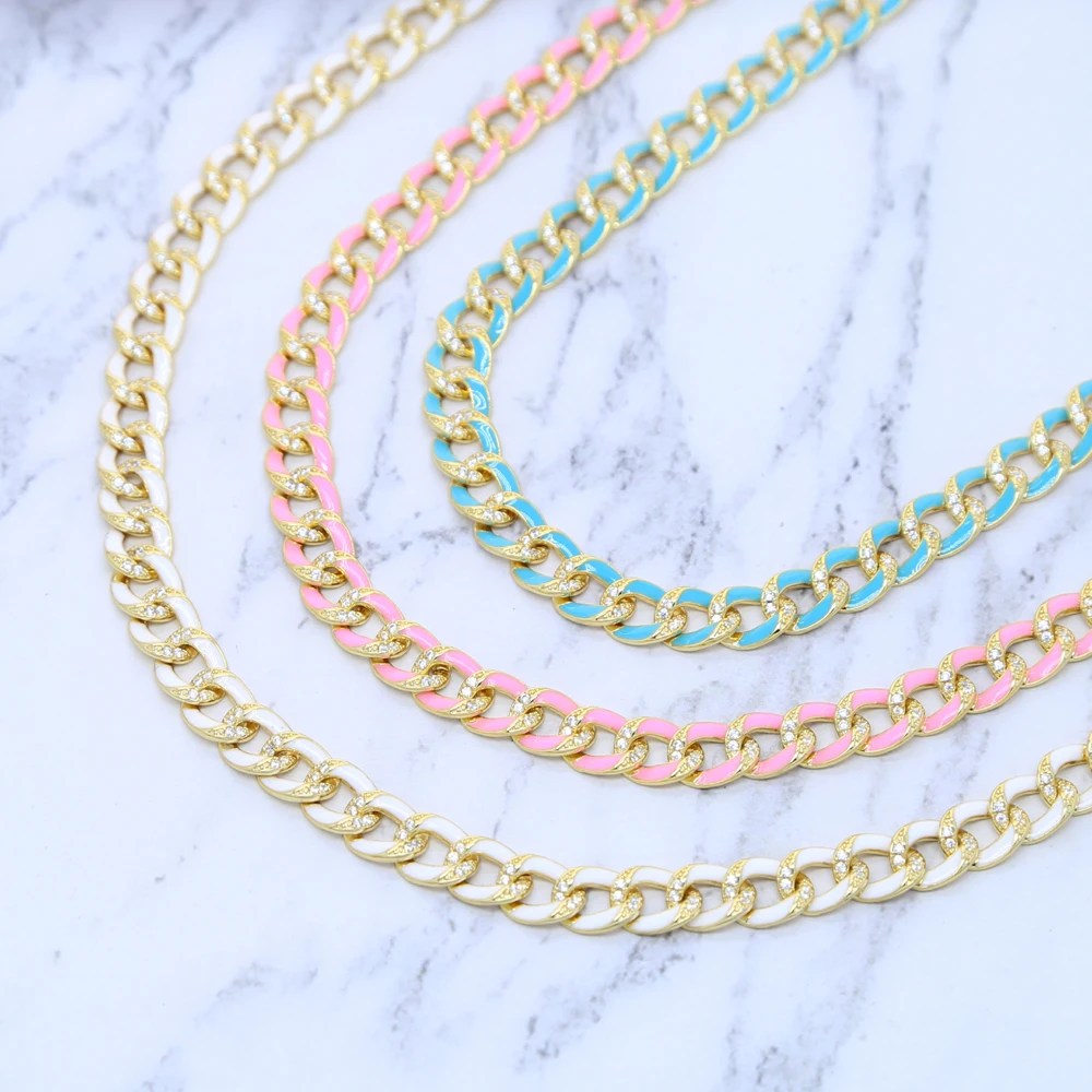 

Rainbow Colorful Candy Neon Enamel Colorful 7MM Enamel Miami Cuban Chain Choker Necklace Women Girl Jewelry