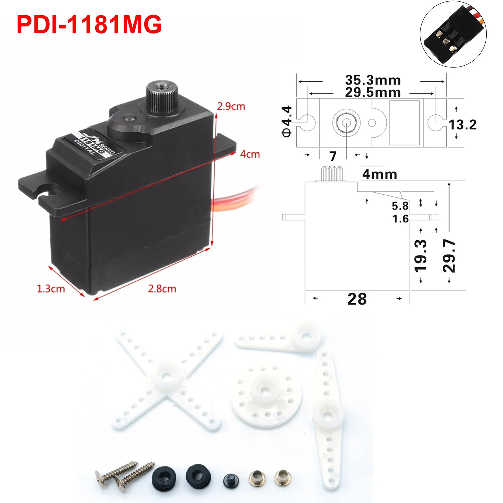 JX PDI-1181MG 18g 3.5KG Cyfrowe Serwo z Aluminiowymi Przekładniami do Samochodów RC WLtoys 144001 1/16 WPL B16 B24 B36 C14 C24 Samolot Helikopter
