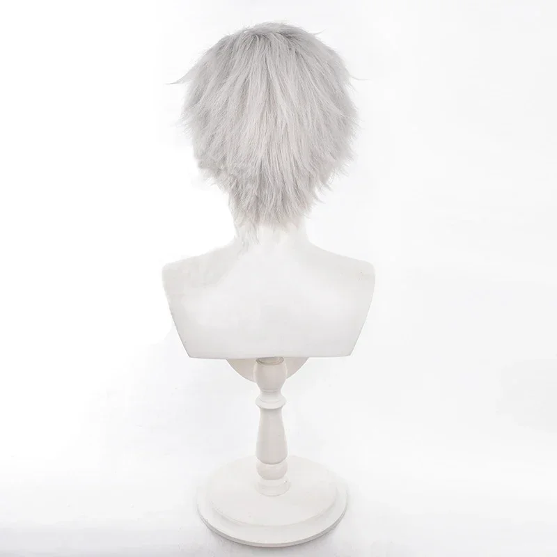 ゲーム愛とディープスペーススタイラスコスプレウィッグ大人ユニセックス耐熱合成ショート白髪ハロウィン小道具アクセサリー