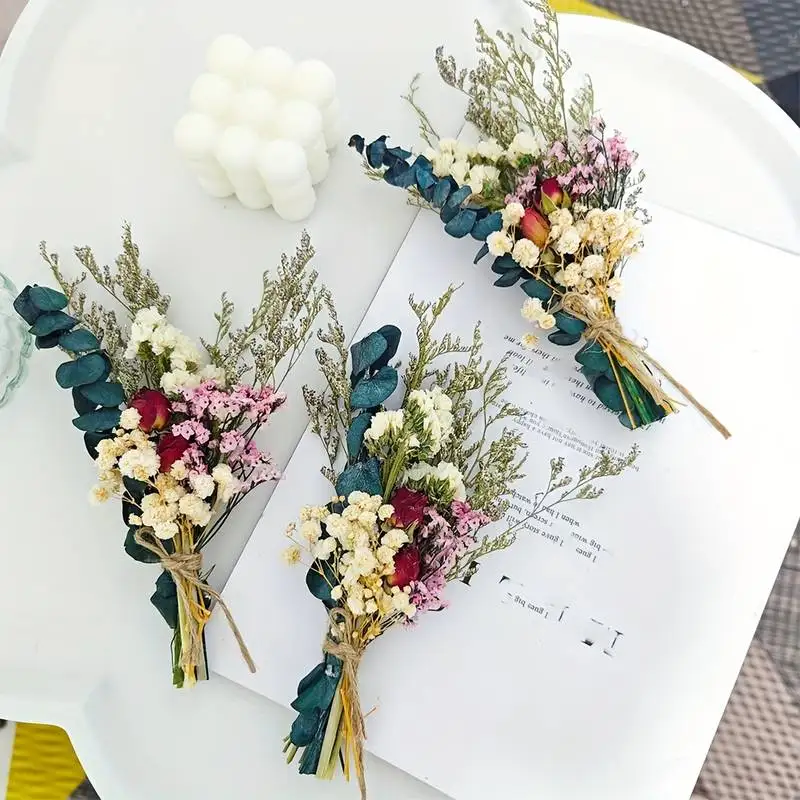 1 Bos Mini Boeket Gedroogde Bloem Set Pampas Gras Boeket Boho Home Decor Diy Trouwkaart Taart Bloemstuk Foto Rekwisieten