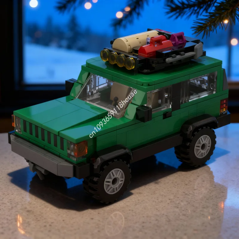 

394 детали MOC: Модель внедорожника Jeep Cherokee XJ для оверлендинга, конструктор City Champions, рождественский подарок, архитектурная игрушка, креативная идея