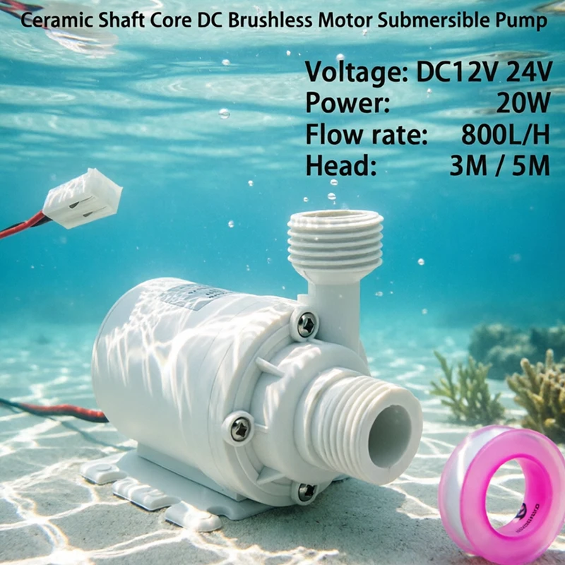 Ultra-quiet DC 12V 24V Home 800L/H Portable Brushless Motor Submersible Water Pump 5M for Cooling System Fountains Heater Mini