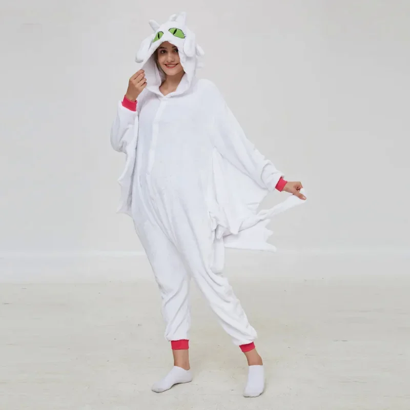 Kigurumi anime feminino como treinar seu dragão desdentado cosplay macacão pijamas dragão crianças animal carnaval cosplay roupas mn