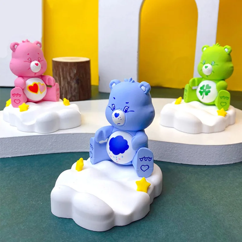 Anime Miniso Care Bears Cute Rainbow Bear Mobile Phone Holder Tablet Holder Drama Chasing Artifact Desktop Creative Ornament