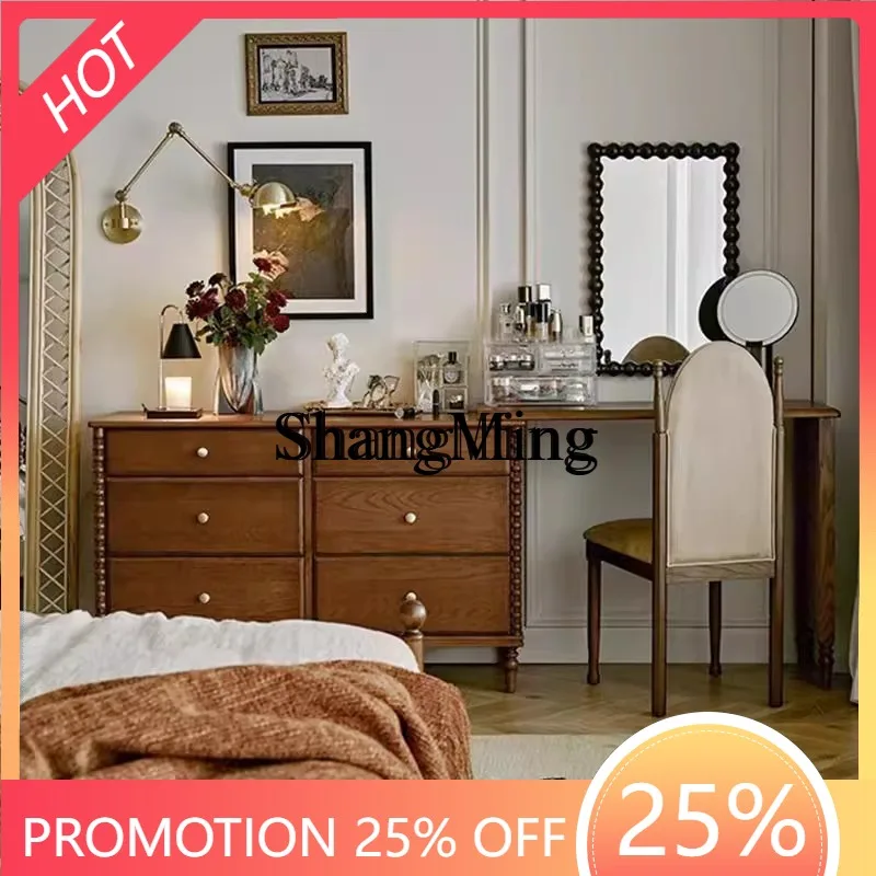 

SM solid wood chest dressing table, antique household bedside retractable multi-functional storage makeup table