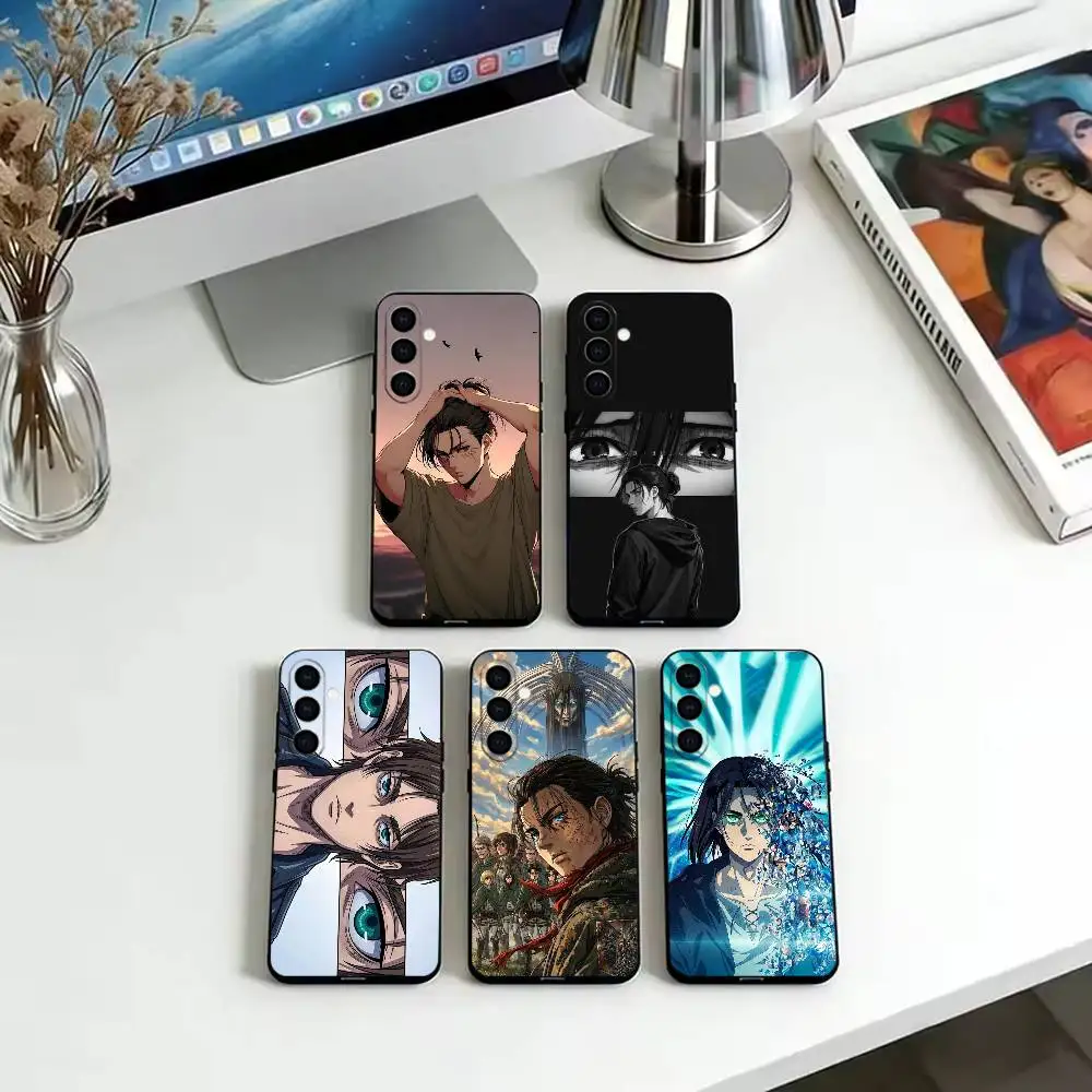 Eren Yeager Attack on Titan Plating  Phone Case For Samsung Galaxy A73,A72,A71,A70,A53,A52,A51,Soft Silicone Black Cover