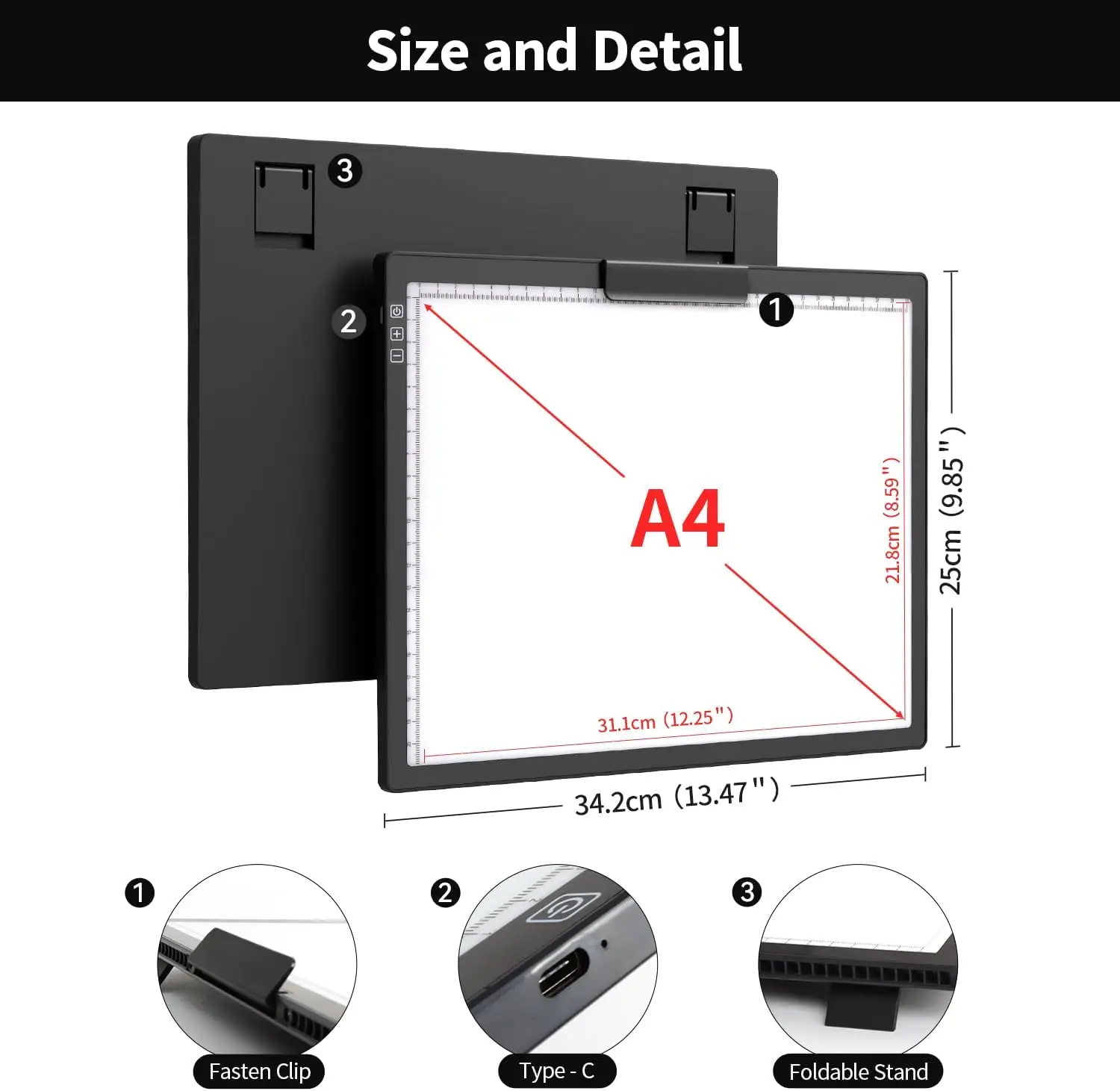 Rechargeable A4 Light Pad - Tracing Light Box with Carry Bag, Stepless Dimmable 6 Levels Brightness Diamond Painting Light Board