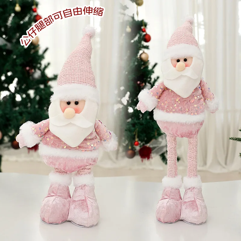 

Pink Christmas Standing Scalable Doll Santa Claus Snowman Elf Kids Xmas Gift Merry Christmas Decor Happy New Year Party 2026