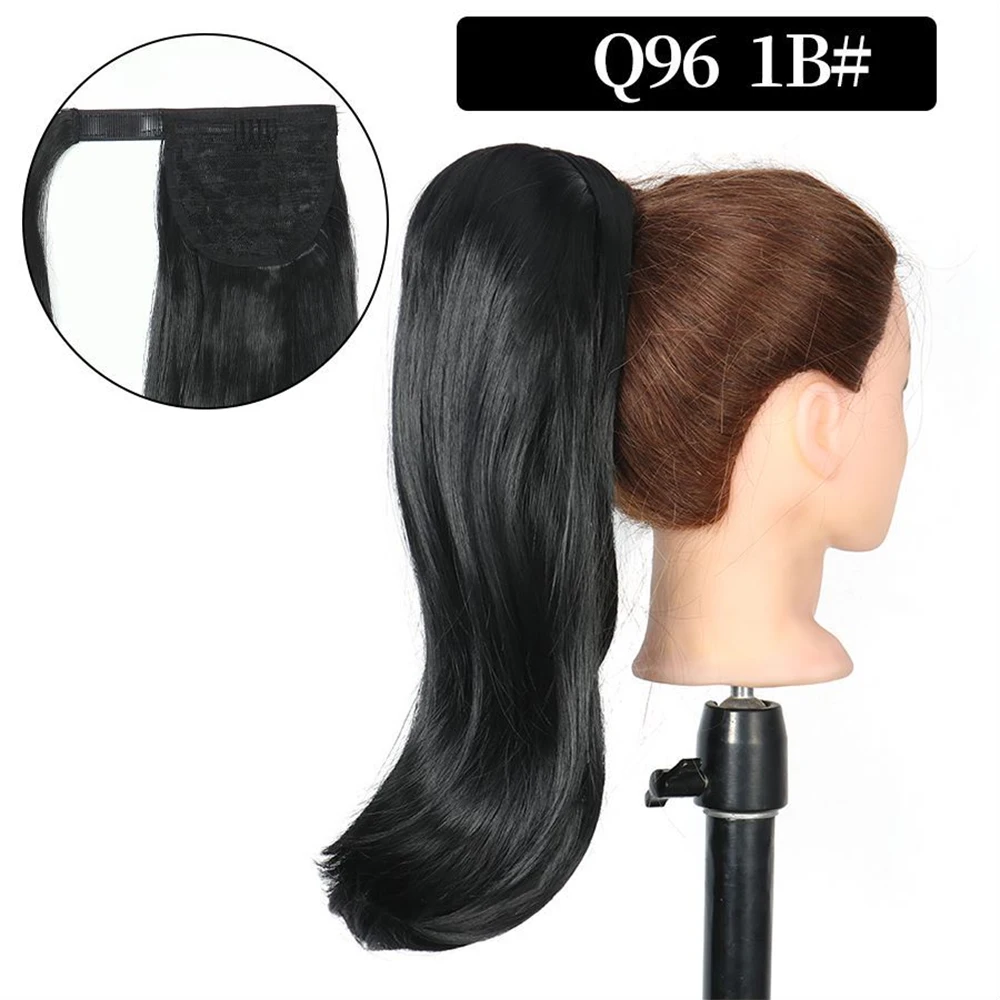 16inch Straight hair With Slight Curly End Synthetic wig Ponytail Hair Extension Wrap Around Hairpiece hair clip women pony tail