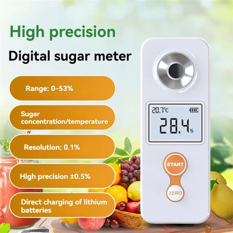 ABLN-0-53% Digital Refractometer Digital Rechargeable Refractometer Sugar Concentration Tester Saccharimeter Tester