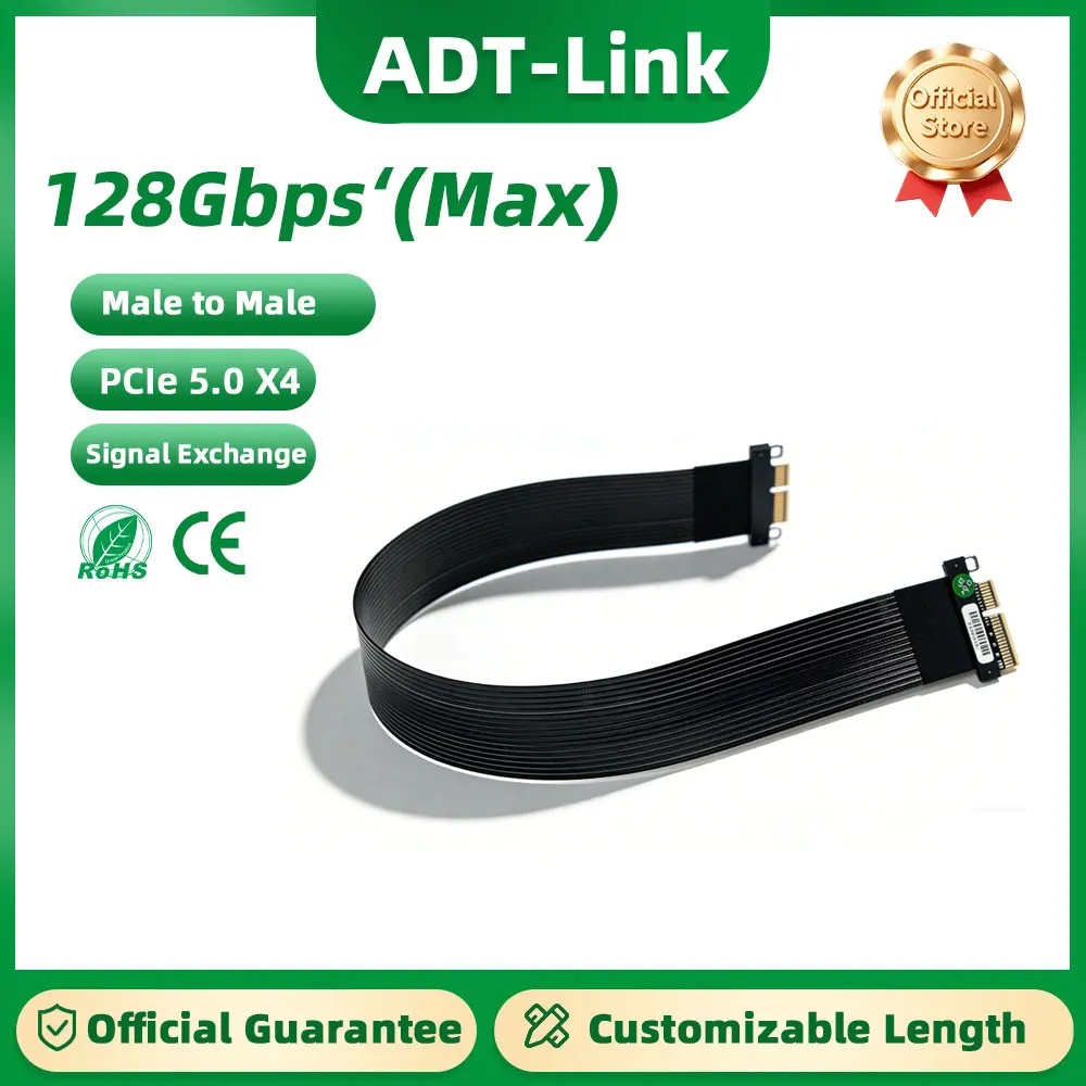 

Кабель-удлинитель ADT-Link PCIe 5.0 X4-X4 (штекер-штекер) Gen5, полная скорость, стабильная передача сигнала, кабель для обмена данными PCI-E