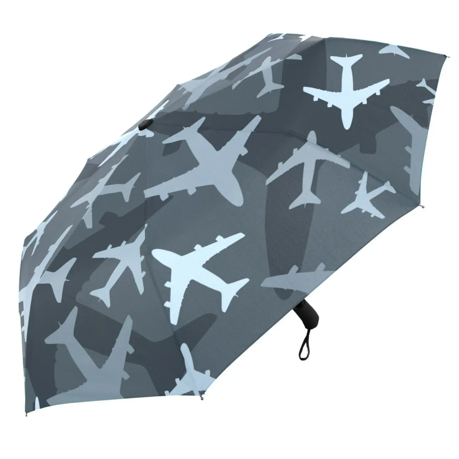 Camouflage Airplanes Print Women's Automatic Umbrella Male Outdoor Portable Three Folding Rain Umbrella Parapluie 8 Ribs Quality