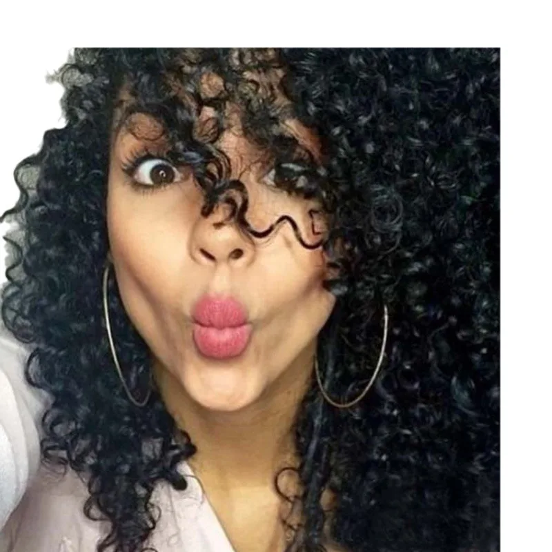 女性用ウィッグ アフリカ系ショートカーリーふわふわでボリュームのあるミディアムレングスカーリーブラックふわふわ小さなカーリーウィッグ女性用