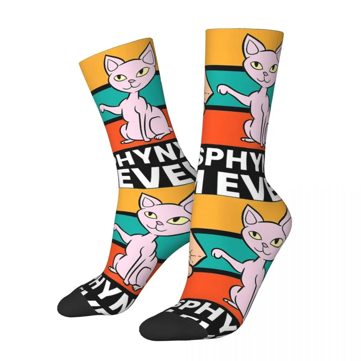 Funny Crazy compression Best Mom Love Sock for Men Hip Hop Vintage Sphynx Hairless Cat Cute Pattern Printed Boys Crew Sock