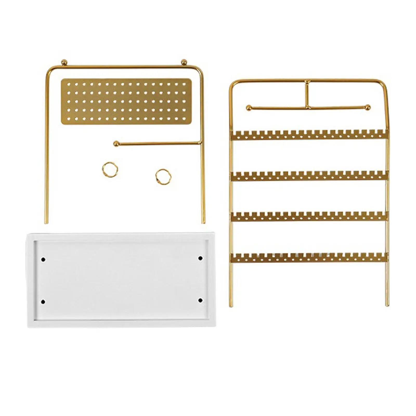 Metal Wooden Jewelry Stand Organizer for Displaying Earrings Necklaces Bracelet Pendant Holder Jewelry Box Storage Shelf