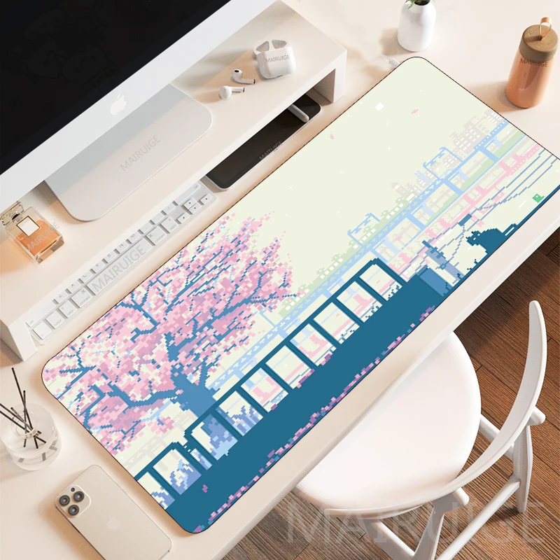 Alfombrilla de ratón Rosa Sakura de 40x90cm, alfombrilla grande para teclado de jugador, Accesorios de escritorio, alfombrilla de juego de estilo japonés