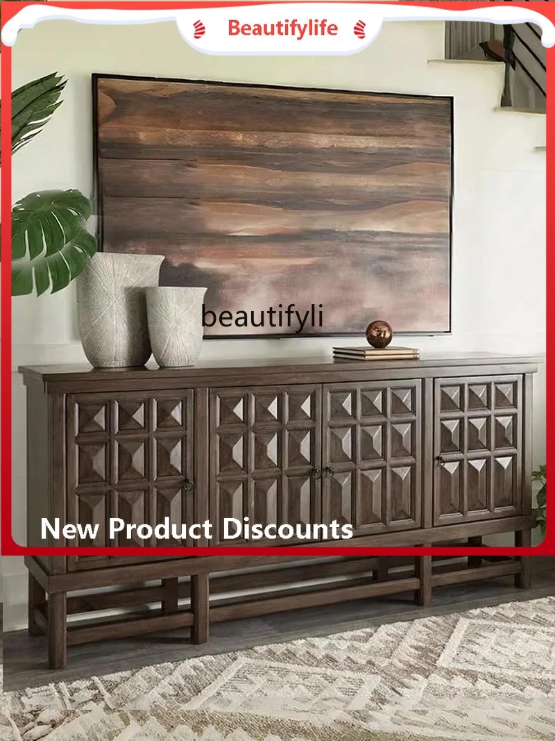 

A357 Американский ретро сервант из цельного дерева, ресторанный шкаф для хранения, дизайнерская модель, кухонный шкафчик