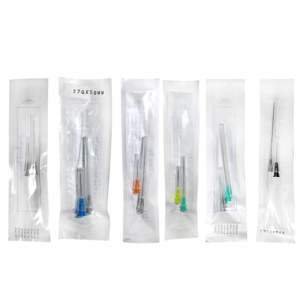 Imagem -02 - Enchimento Dérmico de Ácido Hialurônico Ponta Corta Micro Cânula Injetável Descartável Médico Estéril Descartável 16g 18g 22g 25g 50 mm 70 mm