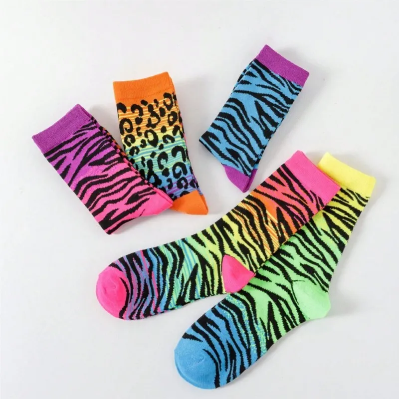 

5 Pairs UNISEX Leopard Print Personalized For Girls Wholesale Fashion Breathable Thin Funny Sweat-absorbing Spring Simple Socks
