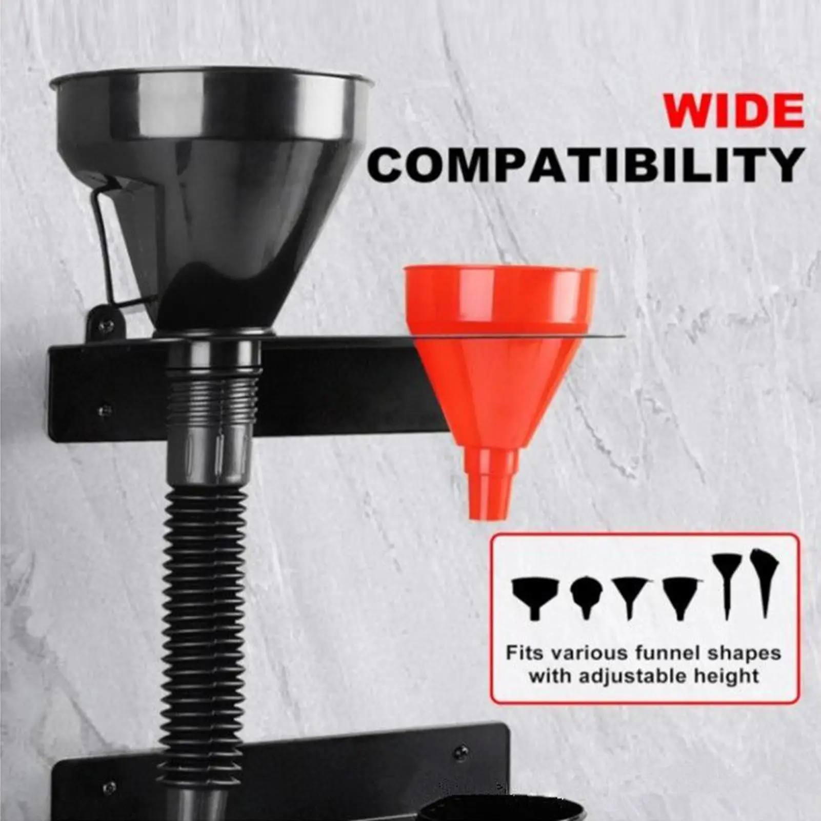 

Car Coolant Funnel Holder Multi-Purpose Garage Oil Funnel Holder 2Pcs/set Wall Mount Storage Rack with Various Funnels