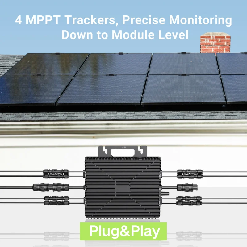 IP67 2000W On Grid Micro Inverter Plug & Play 230V 50Hz 4 * MPPT PV ...