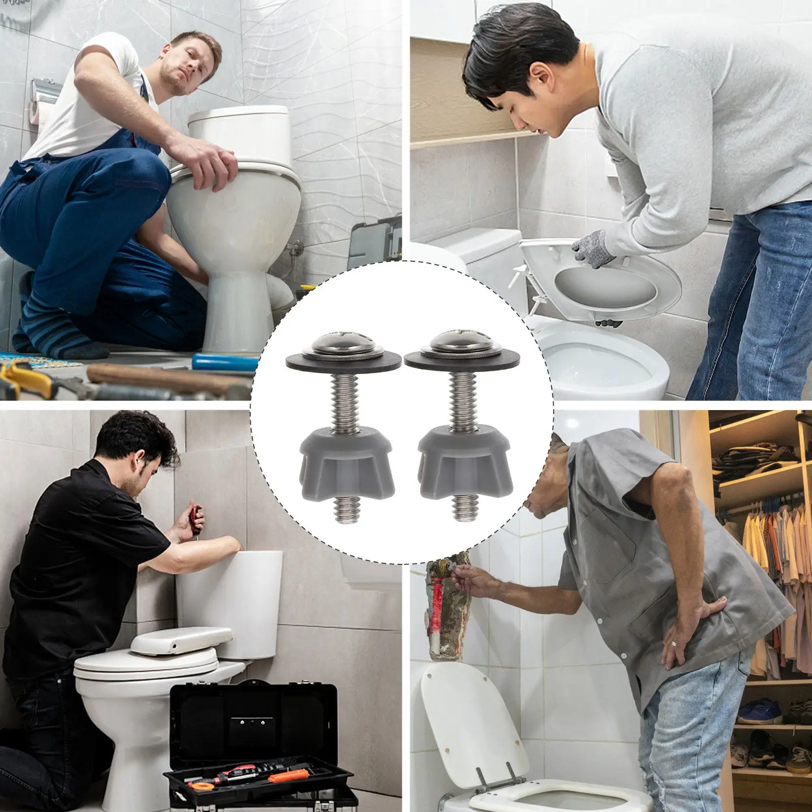 2Pcs Easy Install Toilet Seat Screws Bolts Set Designed for Smooth Tightening Compatibility with All Common Toilet Lid Types
