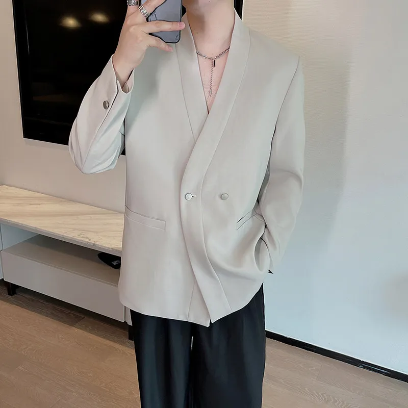 

Мужской костюм в корейском стиле: легкий, роскошный, с подплечниками, в западном стиле, приталенный, из полиэстера.