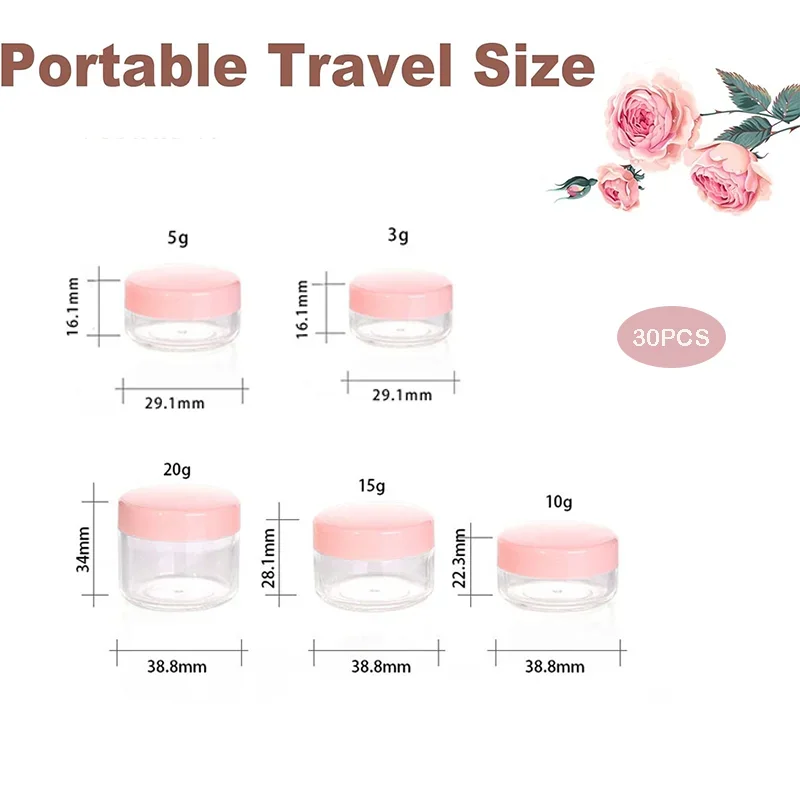 جرة بلاستيكية شفافة لمستحضرات التجميل ، فارغة ، للسفر ، مانعة للتسرب ، زجاجة قابلة لإعادة الملء ، حاوية مكياج لكريم الوجه ، 2 جم ، 3 جم ، 5 جم ، 10 جم ، 15 جم ، 20 جرام ، 30 جرام