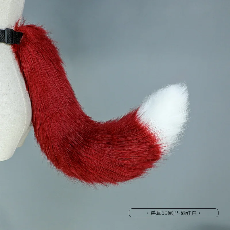 Anime Fox Tail Sexy Fox Tail Cosplay Props Faux Fur Plush Tail with Adjustable Belt JK Girl Halloween Party Cosplay Accessories