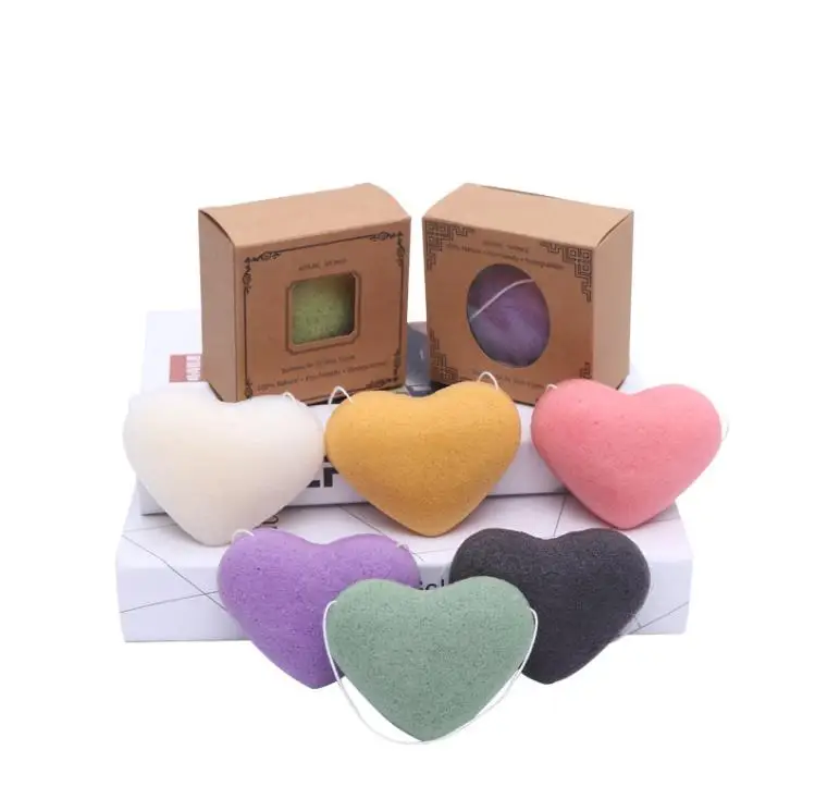 

Konjac Facial Cleansing Puff Heart Shaped Facials Clean Sponge Konjac Exfoliating Dirt Baths Sponges Face Care Makeup Tools SN