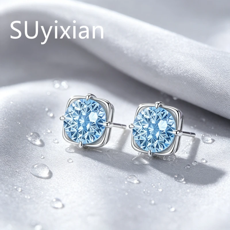 925 Sterling Silver Fashion Temperament Dahlia Cut Crystal Zircon Petal Stud Earrings Birthday Party Anniversary Gift