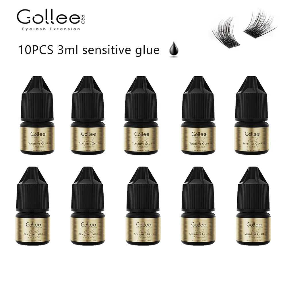 10pcs Gollee Cluster Lashes Glue No Irritation Eyelash Gule Extension Fast Dry Adhesive for Self Home Use Pro Lash Extension