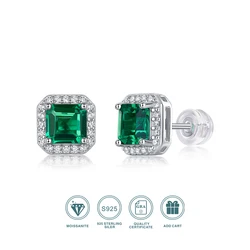 Octagonal 6*6mm 925 Sterling Silver Lab Cultured Moissanite Diamond Emerald Gemstone Oval Cut Earrings Fine Jewelry Wholesale