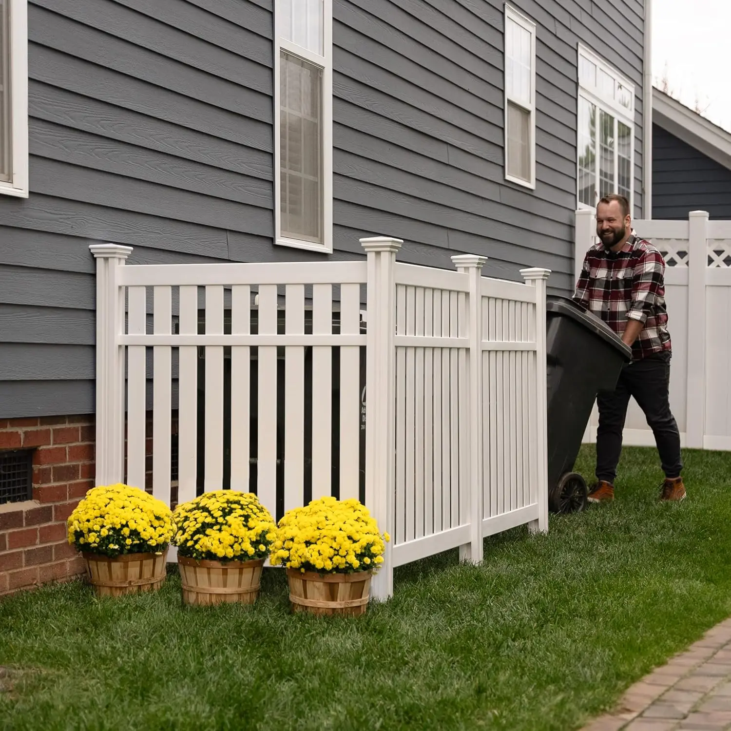 48.5In H X 40In W X 43In L (3 Panels) No Dig Enclo Hartford White Vinyl Privacy Screen, Privacy Fence Panels For Outside, Great