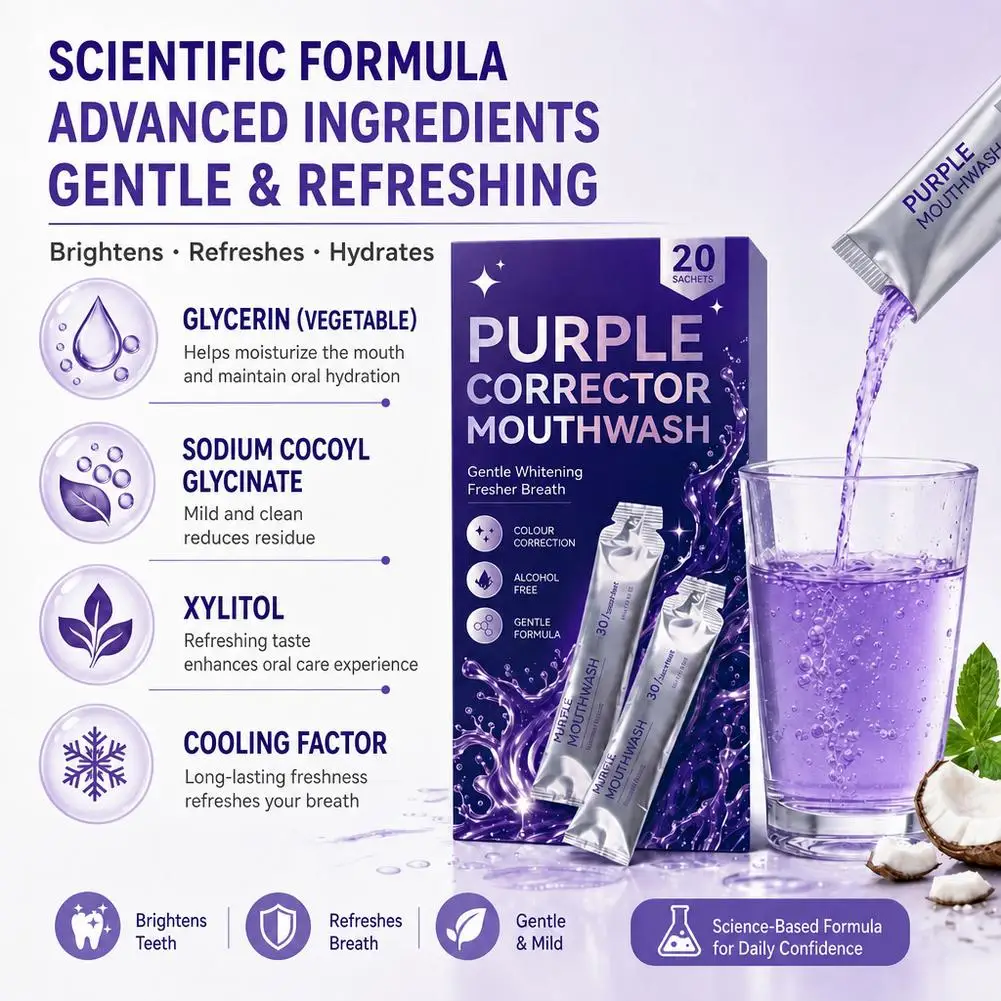 Purple Mouthwash Deep Cleaning Teeth Whitening Remove Mouth Odor Improve Bad Breath Reduce Teeth Stains Plaque Daily Oral Care