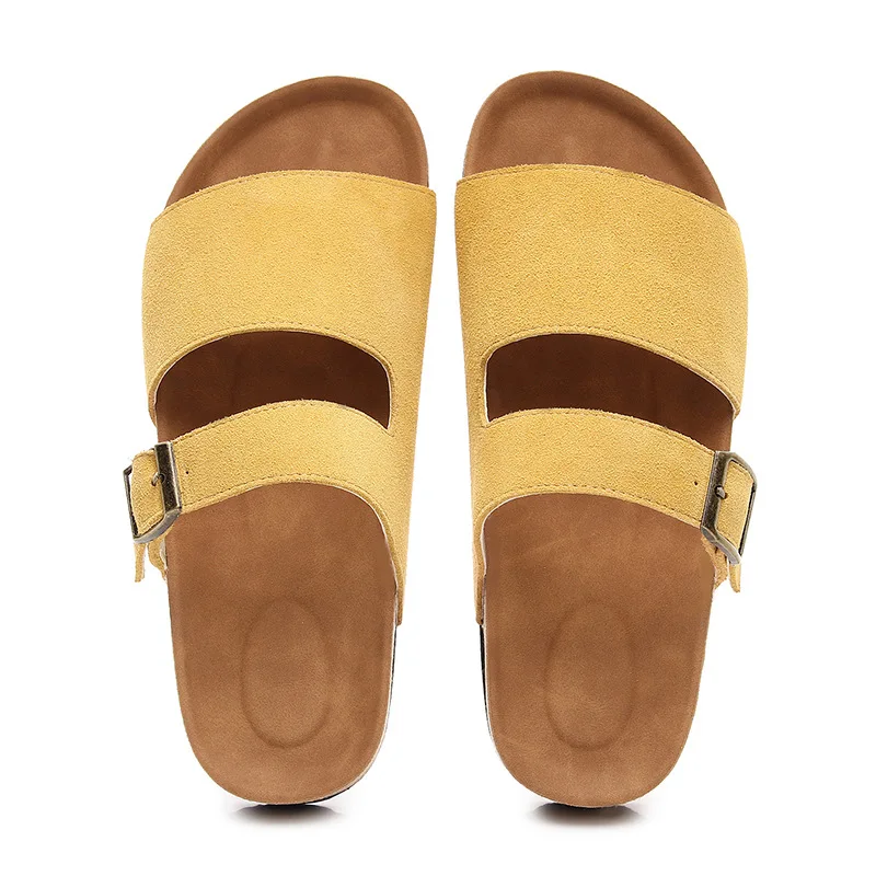 

Женские шлепанцы из коровьей кожи для отдыха, обувь на мягкой деревянной подошве