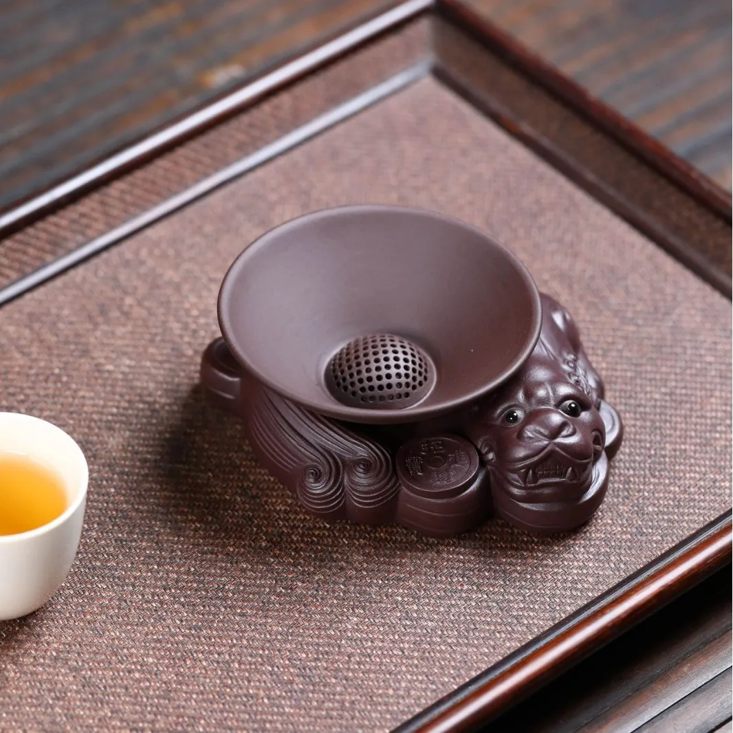 

Yixing Purple Clay Strainer For Wealth [Pixiu Strainer] Set Creative Kung Fu Tea Residue Filter Net