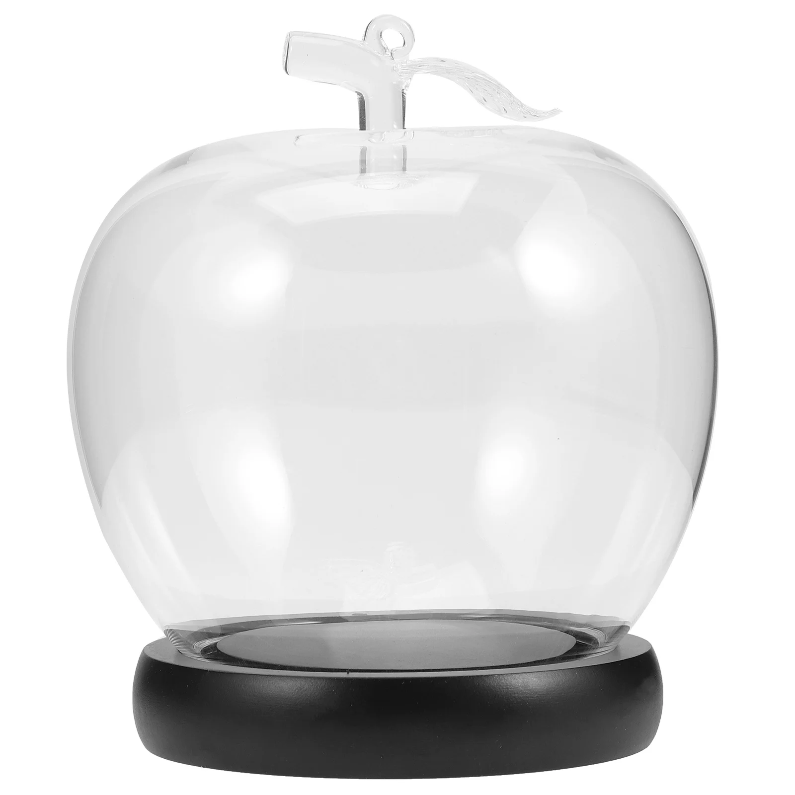 

1pcs Apple Shape Dome Preserved Flower Cover Glowing Base Small Display Case For Artificial Plants Figurines Mini Case Wood Base