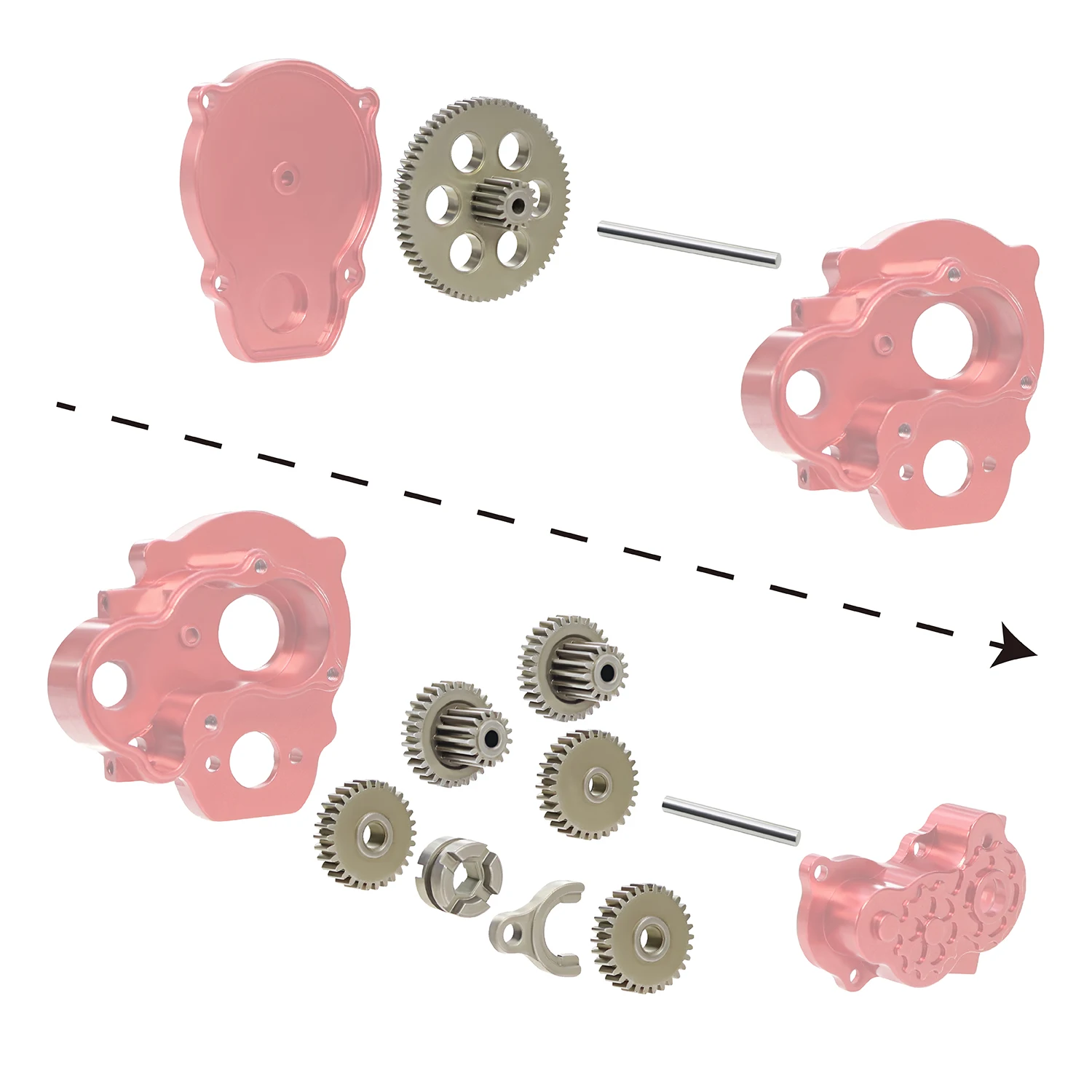 Steel Transmission Gear Complete Gearbox Gears Set For RC Crawler 1/24 1/18 FMS FCX24 Power Wagon K5 FCX18 LC80 Upgrade Part