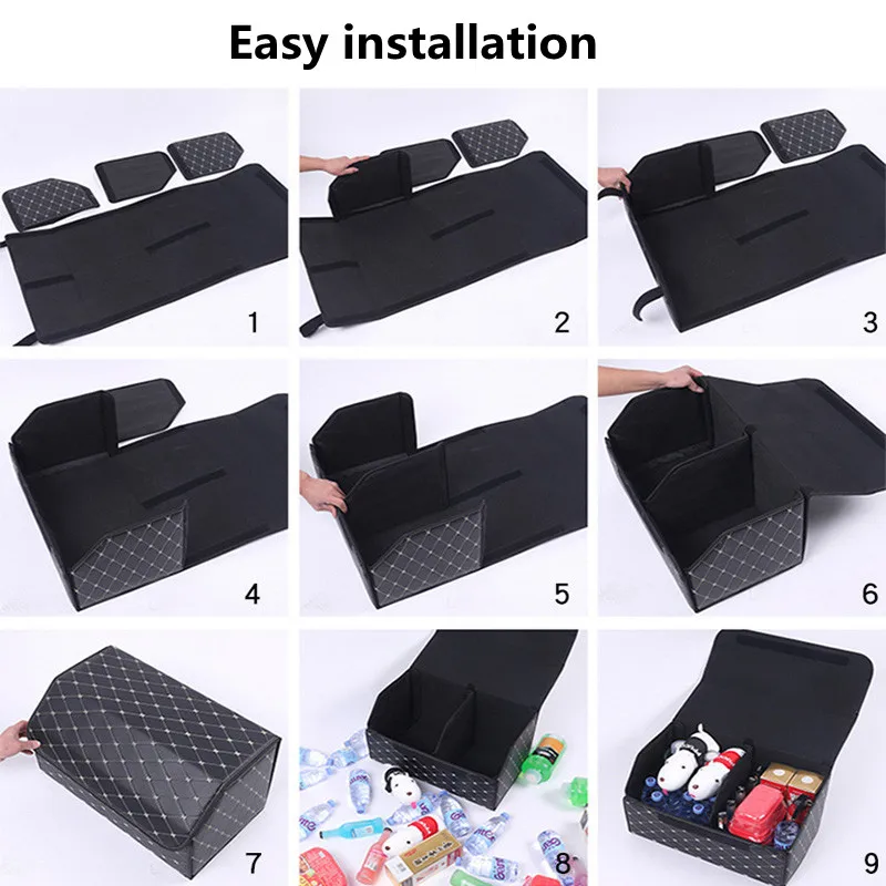 Multipurpose Collapsible Car Trunk Storage Organizer With Lid Portable Auto Storage Bag Stowing Tidying Car Trunk Organizer Box