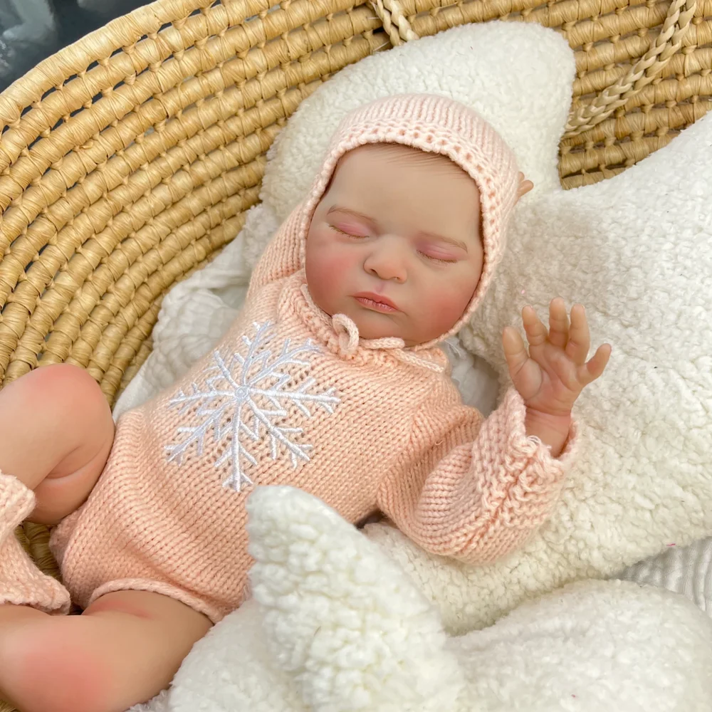 BZDOLL 50CM 잠자는 리본 베이비돌, 3D 피부와 눈에 띄는 정맥이 있는 여자아이용 장난감, 비닐 팔다리, 천 몸체, 아트 베이비 컬렉션