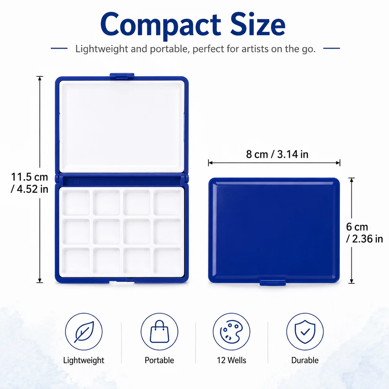3-Piece Empty Watercolor Palette Set, 12-Well Portable Paint Cases with Mixing Lids & Secure Latches for Travel and Studio