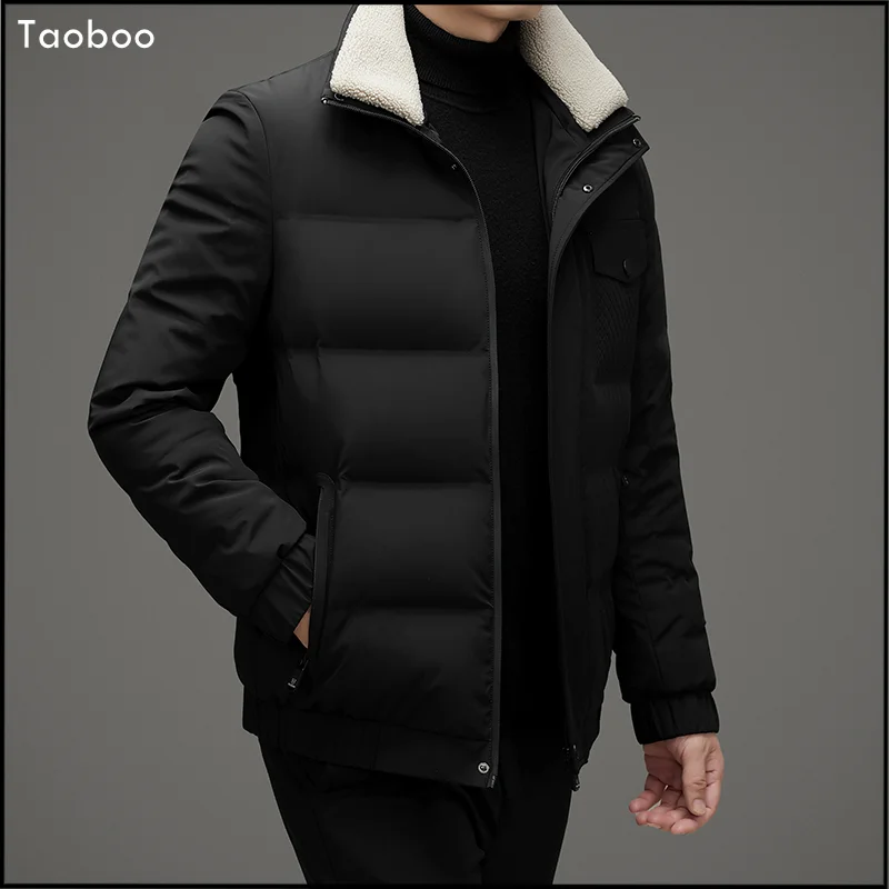 Taoboo 2024 Vintage Loose winter jackets for men Smart Casual Solid Fur Collar Thicken Warm Jackets 90% White Duck Down Jacket