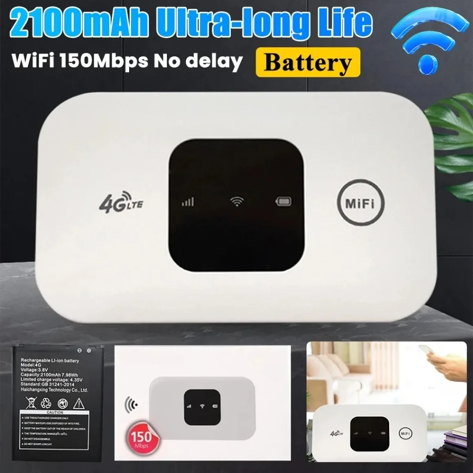 Per viaggi in ufficio domestico all'aperto Router 4G Lte Wifi wireless 2100mAh Hotspot mobile con slot per scheda SIM Hotspot Pocket WIFI 150Mbps