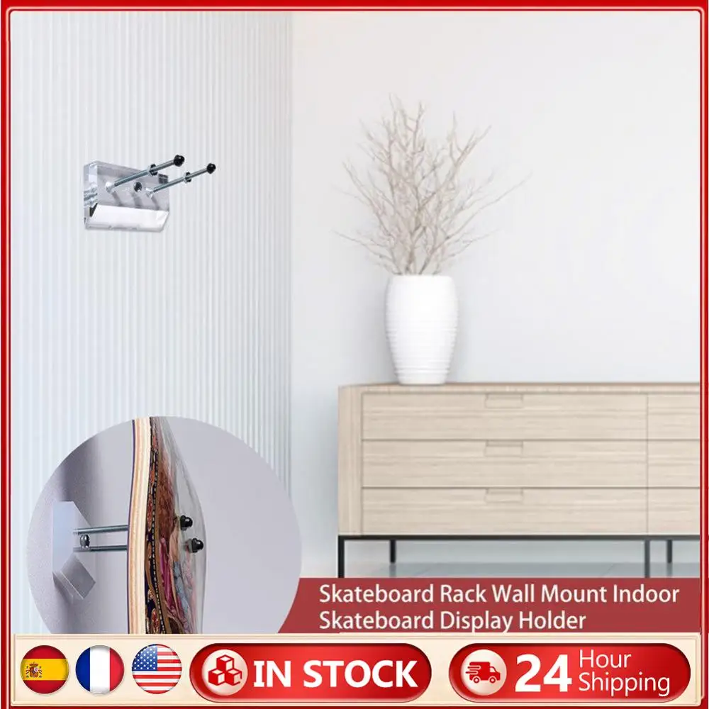 

Настенная вешалка для скейтборда, настенное крепление, держатель для хранения скейтборда, прозрачная настенная стойка для хранения скейтборда, акриловая для любителей скейтборда