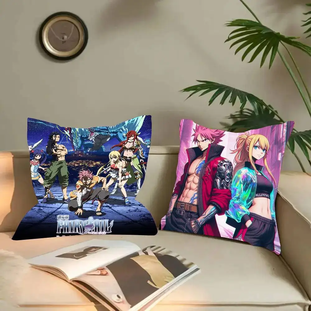Fairy Tail Anime Kissenbezug, Modischer Quadratischer Kissenbezug für Schlafzimmer, Sofa, Zimmer, Ins-Dekoration, Freizeit