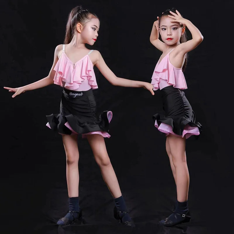 Latin dance dress girls training Latin dress children dance practice dress spring summer