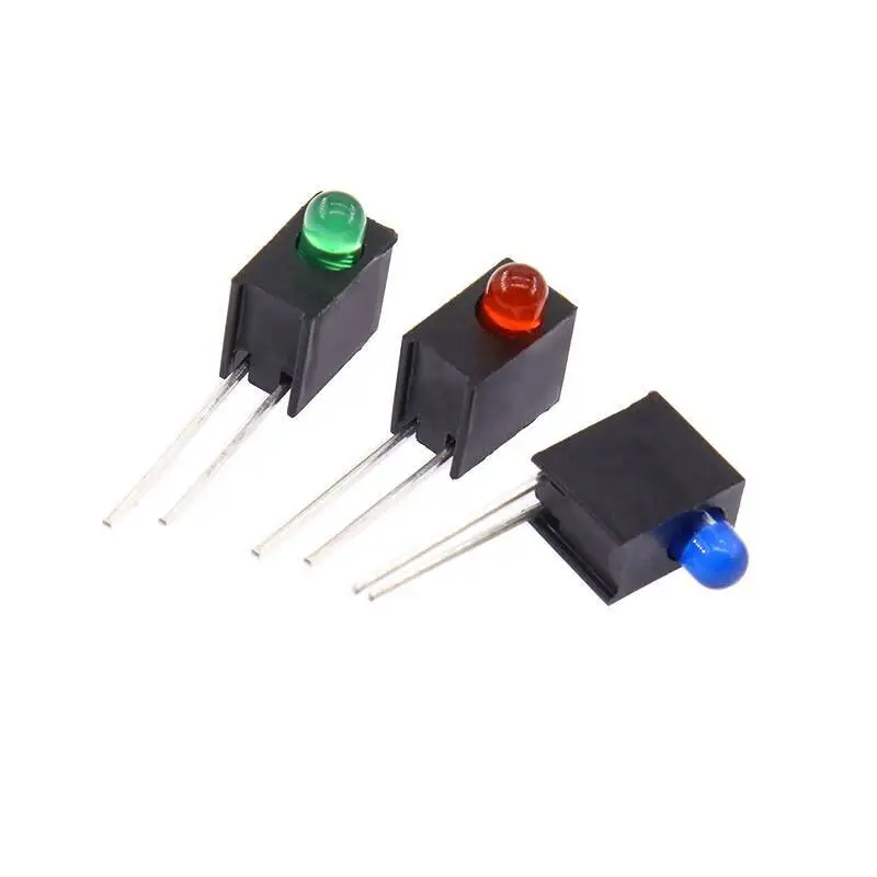 10 Stück 3MM LED-Anzeigeleuchte F3 Schalttafel-Lampenhalter Rot Gelb Blau Grün Einzelloch 90 Grad gebogener Stift – Detail 2