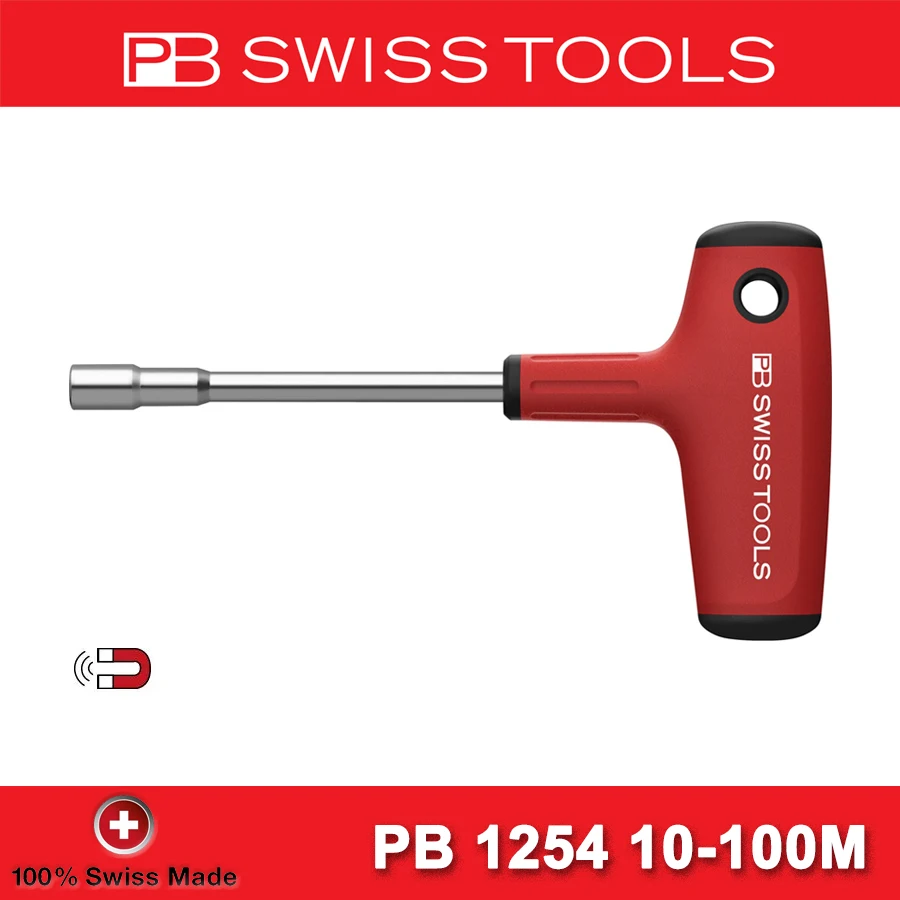 PB SWISS T-Shaped Screwdriver Handle Long Pole with Strong Magnetic for C6.3 and E6.3 1/4\